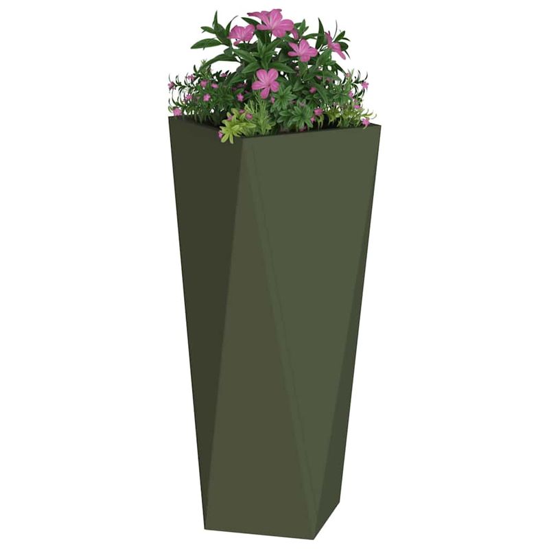 Casa si Gradina - Gradinarit si plante - Plante si ghivece - Ghivece si suporturi - Jardiniera 2 pcs Verde masliniu 30 x 30 x 75 cm Otel - Infinity.ro