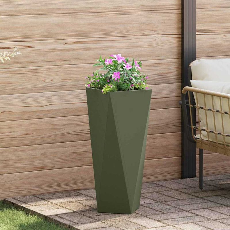 Casa si Gradina - Gradinarit si plante - Plante si ghivece - Ghivece si suporturi - Jardiniera 2 pcs Verde masliniu 30 x 30 x 75 cm Otel - Infinity.ro