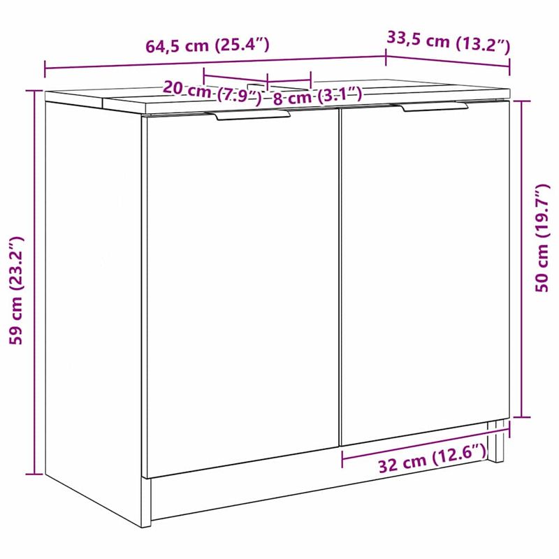 Casa si Gradina - Mobilier - Mobilier baie - Corpuri baie - Dulap de Baie Stejar Sonoma 64,5 x 33,5 x 59 cm Lemn compozit - Infinity.ro