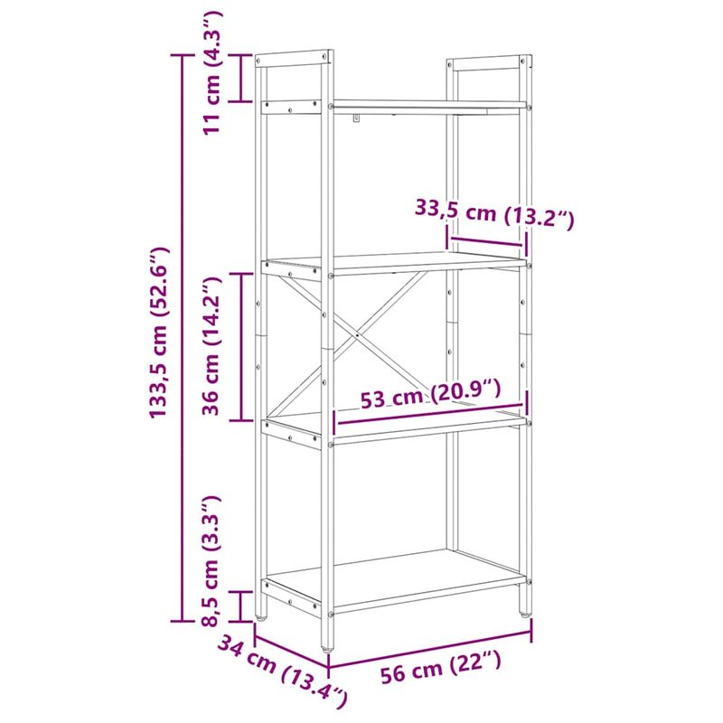 Casa si Gradina - Mobilier - Biblioteci si rafturi - Biblioteci - Raft pentru carti Stejar fumuriu 56 x 34 x 133,5 cm - Infinity.ro