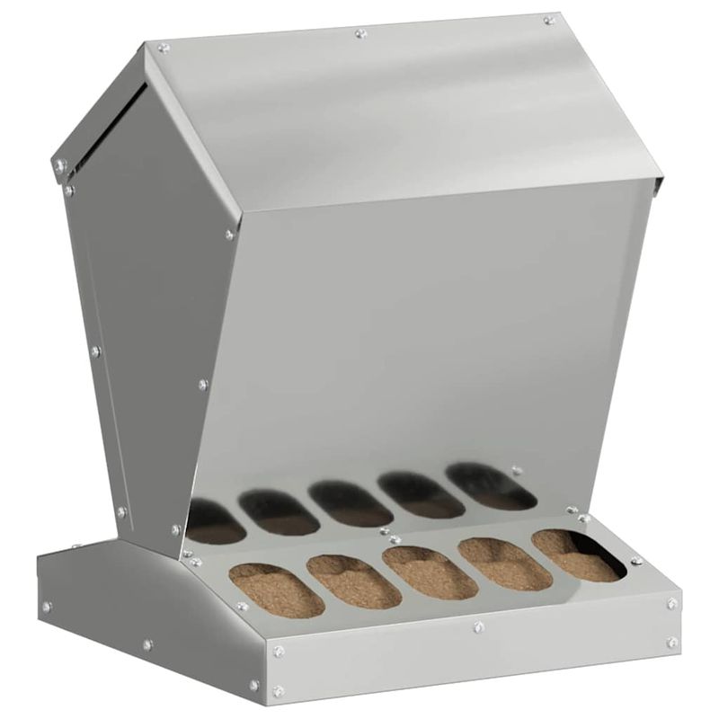Petshop - Accesorii petshop - Castroane si adapatori - Feeder pentru pui Argintiu 30 x 30 x 39 cm Otel Galvanizat - Infinity.ro