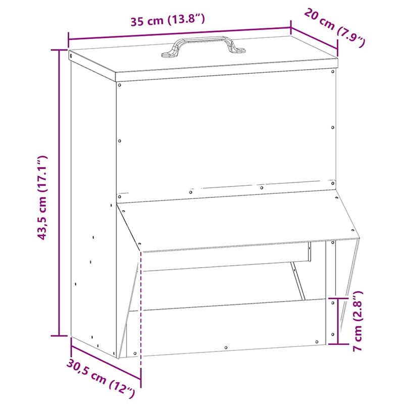 Petshop - Accesorii petshop - Castroane si adapatori - Feeder pentru pui Argintiu 20 x 25 x 35 cm Otel Galvanizat - Infinity.ro