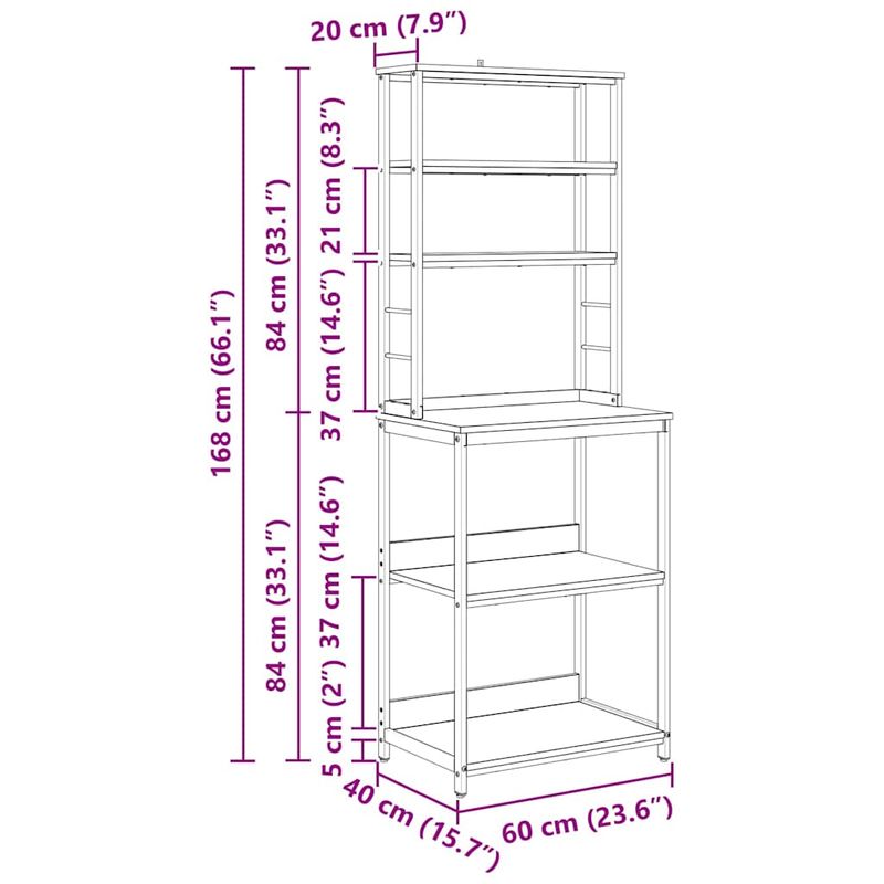 Casa si Gradina - Mobilier - Biblioteci si rafturi - Biblioteci - Raft de bucatarie Lemn Vechi 60 x 40 x 168 cm Lemn compozit - Infinity.ro