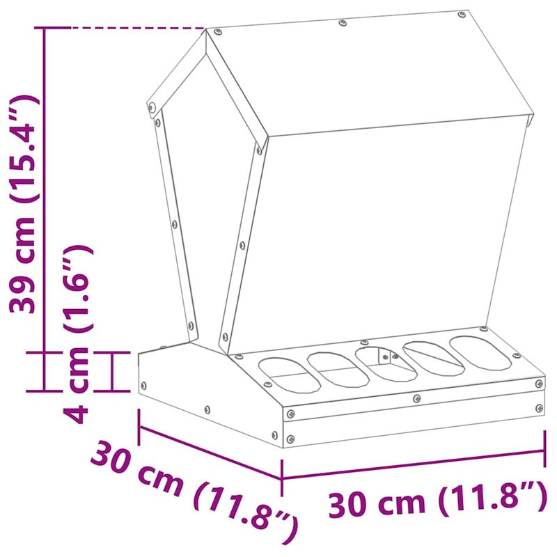 Petshop - Accesorii petshop - Castroane si adapatori - Feeder pentru pui Argintiu 30 x 30 x 39 cm Otel Galvanizat - Infinity.ro
