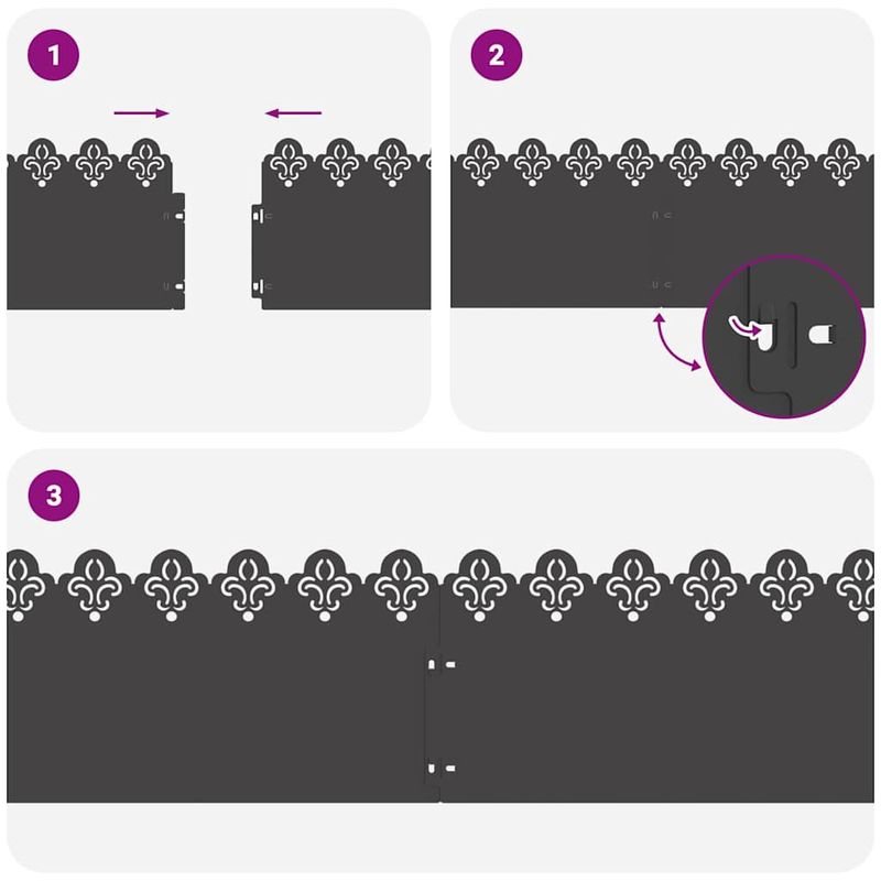 Casa si Gradina - Gradina si terasa - Garduri, panouri si accesorii - Borduri pentru gazon 30 pcs Negru 103 x 0,05 x 22 cm Otel - Infinity.ro