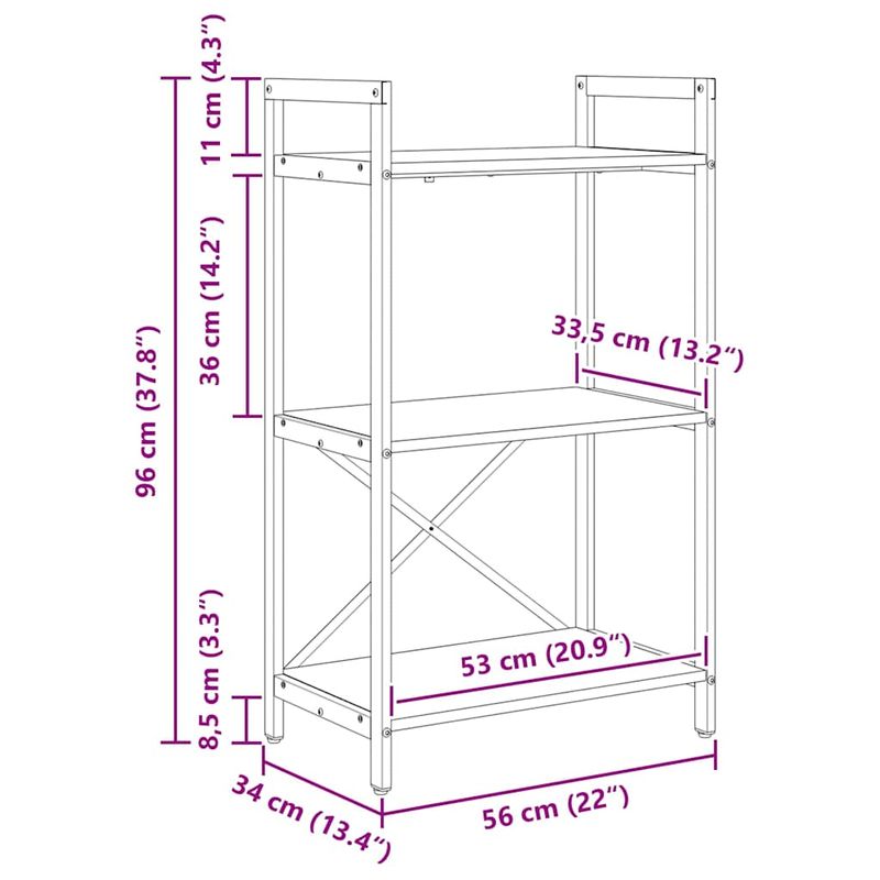 Casa si Gradina - Mobilier - Biblioteci si rafturi - Biblioteci - Raft pentru carti Gri Sonoma 56 x 34 x 96 cm Lemn compozit - Infinity.ro