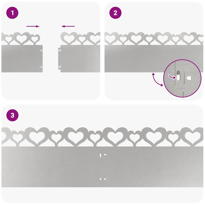 Casa si Gradina - Gradina si terasa - Garduri, panouri si accesorii - Borduri pentru gazon 10 pcs Argintiu 103 x 0,05 x 22 cm - Infinity.ro