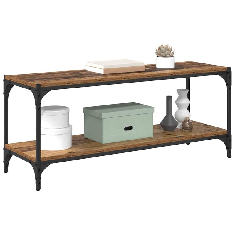 Casa si Gradina - Mobilier - Biblioteci si rafturi - Biblioteci - Cabinet TV Lemn Vechi 100x33x41cm Lemn Ingineresc si Fier - Infinity.ro