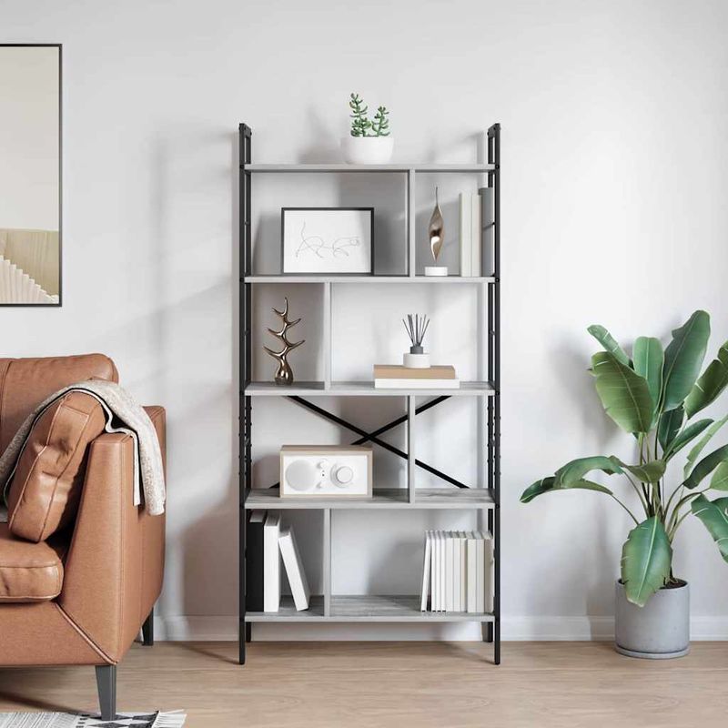 Casa si Gradina - Mobilier - Biblioteci si rafturi - Biblioteci - Raft pentru carti Gri Sonoma 75 x 30 x 156 cm Lemn compozit - Infinity.ro