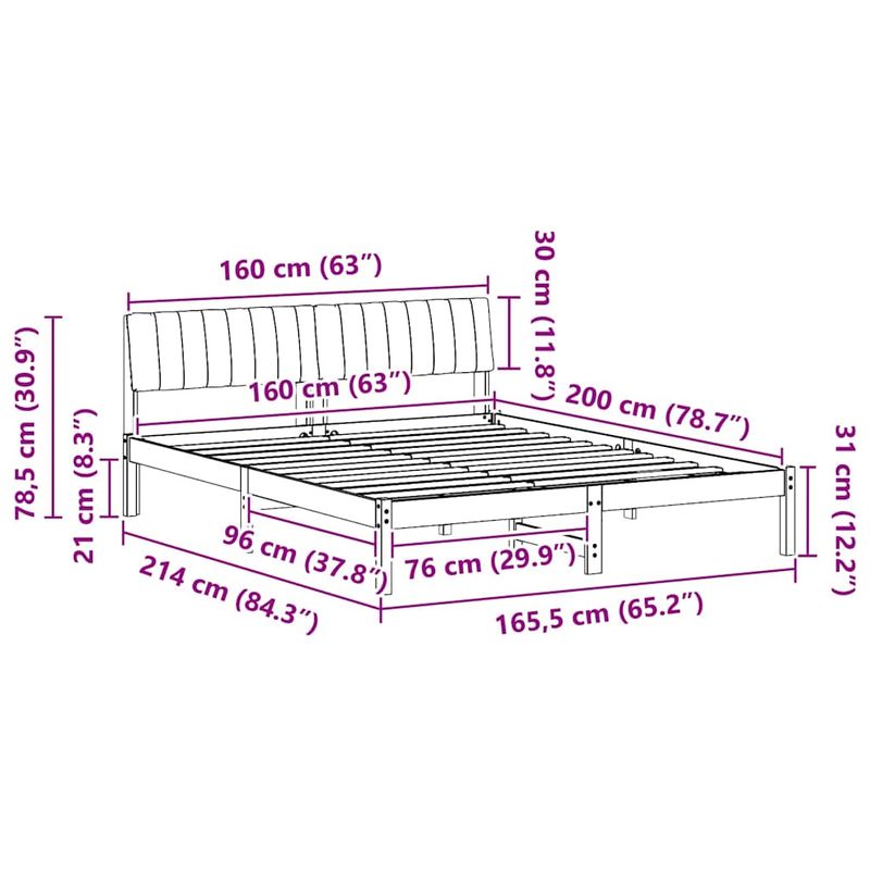 Casa si Gradina - Mobilier - Paturi si accesorii - Paturi - Cadru de pat Maroniu si taupe 160 x 200 cm Lemn masiv de pin - Infinity.ro