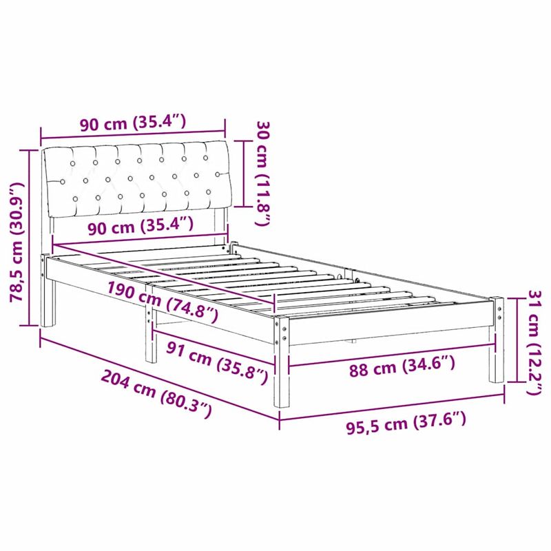 Casa si Gradina - Mobilier - Paturi si accesorii - Paturi - Cadru de pat Maro si negru 90 x 190 cm Lemn masiv de pin - Infinity.ro
