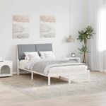 Casa si Gradina - Mobilier - Paturi si accesorii - Paturi - Cadru de pat Alb si gri deschis 135 x 190 cm Lemn masiv de pin - Infinity.ro