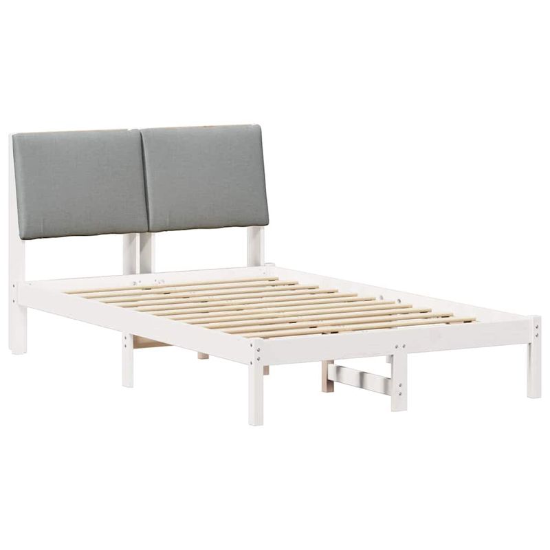 Casa si Gradina - Mobilier - Paturi si accesorii - Paturi - Cadru de pat Alb si gri deschis 135 x 190 cm Lemn masiv de pin - Infinity.ro