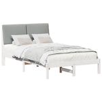 Casa si Gradina - Mobilier - Paturi si accesorii - Paturi - Cadru de pat Alb si gri deschis 135 x 190 cm Lemn masiv de pin - Infinity.ro