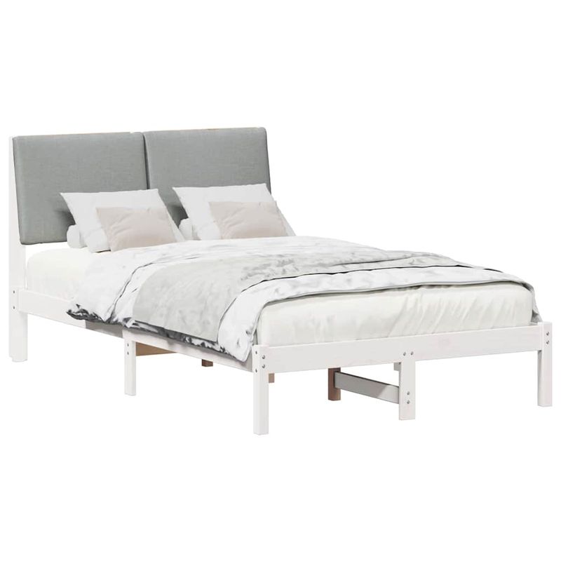 Casa si Gradina - Mobilier - Paturi si accesorii - Paturi - Cadru de pat Alb si gri deschis 135 x 190 cm Lemn masiv de pin - Infinity.ro