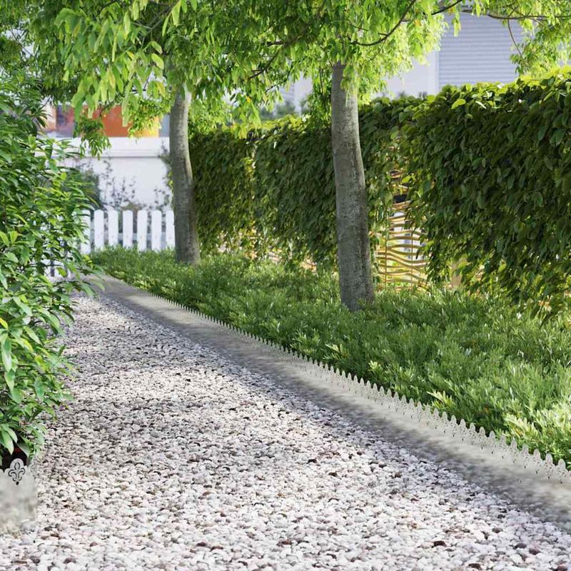 Casa si Gradina - Gradina si terasa - Garduri, panouri si accesorii - Borduri pentru gazon 10 pcs Argintiu 103 x 0,05 x 22 cm - Infinity.ro