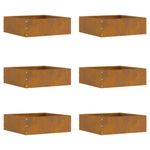 Casa si Gradina - Gradina si terasa - Garduri, panouri si accesorii - Margine pentru gazon 6 pcs Ruginit 40 x 40 x 13 cm - Infinity.ro