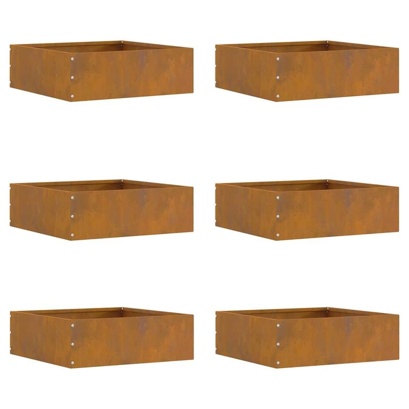 Casa si Gradina - Gradina si terasa - Garduri, panouri si accesorii - Margine pentru gazon 6 pcs Ruginit 40 x 40 x 13 cm - Infinity.ro