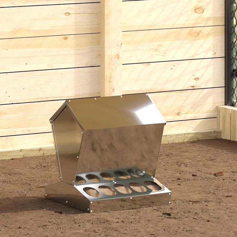 Petshop - Accesorii petshop - Castroane si adapatori - Feeder pentru pui Argintiu 40 x 40 x 45 cm Otel Galvanizat - Infinity.ro