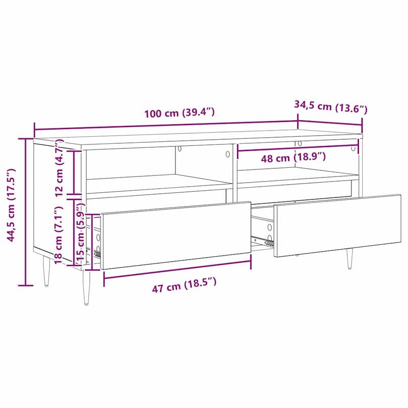 Casa si Gradina - Mobilier - Comode si corpuri - Comode - Cabinet TV cu sertar Stejar Negru 100 x 34,5 x 44,5 cm - Infinity.ro