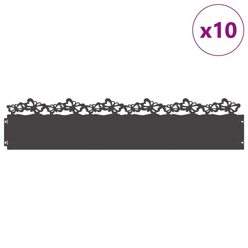Casa si Gradina - Gradina si terasa - Garduri, panouri si accesorii - Borduri pentru gazon 10 pcs Negru 103 x 0,05 x 22 cm Otel - Infinity.ro