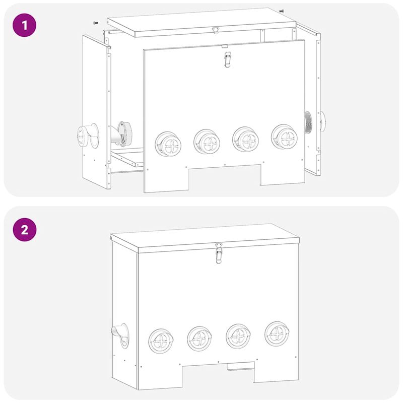 Petshop - Accesorii petshop - Castroane si adapatori - Feeder pentru pui Negru 60.5 x 29 x 51 cm Otel Laminat la Rece - Infinity.ro
