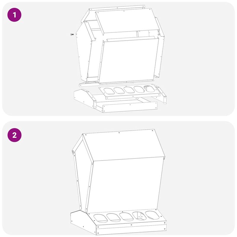 Petshop - Accesorii petshop - Castroane si adapatori - Feeder pentru pui Negru 30 x 30 x 39 cm Otel Laminat la Rece - Infinity.ro