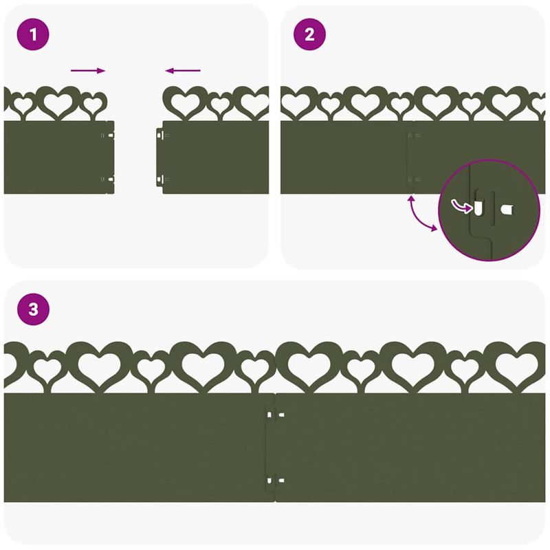 Casa si Gradina - Gradina si terasa - Garduri, panouri si accesorii - Borduri pentru gazon 30 pcs Verde masliniu 103 x 0,05 x 22 cm - Infinity.ro