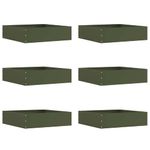 Casa si Gradina - Gradina si terasa - Garduri, panouri si accesorii - Margine pentru gazon 6 pcs Verde masliniu 50 x 50 x 13 cm Otel - Infinity.ro