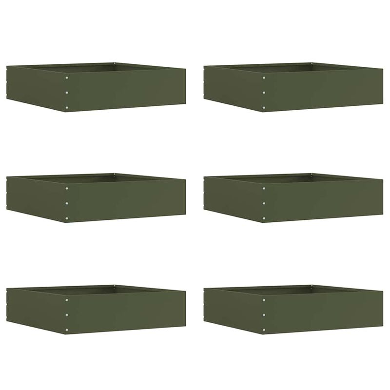Casa si Gradina - Gradina si terasa - Garduri, panouri si accesorii - Margine pentru gazon 6 pcs Verde masliniu 50 x 50 x 13 cm Otel - Infinity.ro