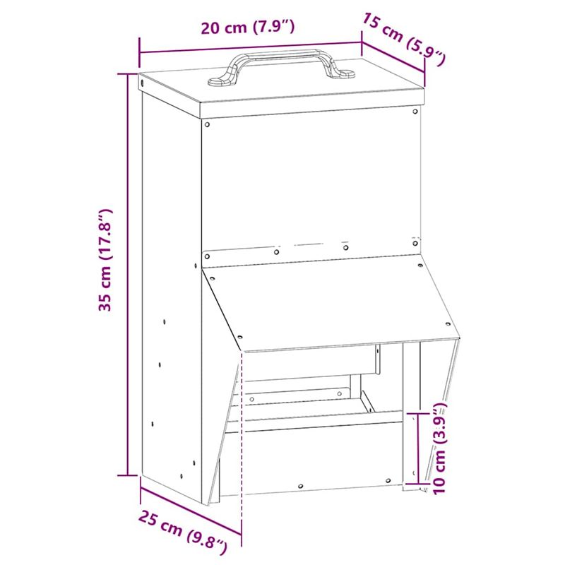 Petshop - Accesorii petshop - Castroane si adapatori - Feeder pentru pui Argintiu 20 x 25 x 35 cm Otel Galvanizat - Infinity.ro