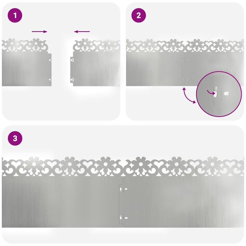 Casa si Gradina - Gradina si terasa - Garduri, panouri si accesorii - Borduri pentru gazon 20 pcs Argintiu 103 x 0,05 x 22 cm - Infinity.ro