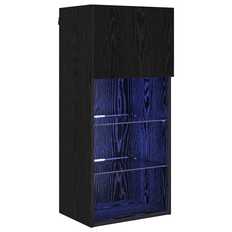 Casa si Gradina - Mobilier - Comode si corpuri - Comode - Sistem de TV montat pe perete Stejar Negru 40,5 x 30 x 90 cm - Infinity.ro