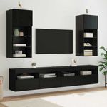 Casa si Gradina - Mobilier - Comode si corpuri - Comode - Sistem de TV montat pe perete Stejar Negru 40,5 x 30 x 90 cm - Infinity.ro
