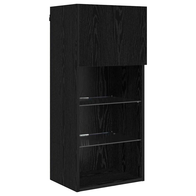 Casa si Gradina - Mobilier - Comode si corpuri - Comode - Sistem de TV montat pe perete Stejar Negru 40,5 x 30 x 90 cm - Infinity.ro