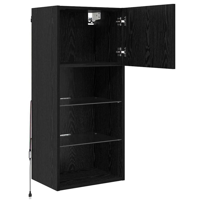 Casa si Gradina - Mobilier - Comode si corpuri - Comode - Sistem de TV montat pe perete Stejar Negru 40,5 x 30 x 90 cm - Infinity.ro