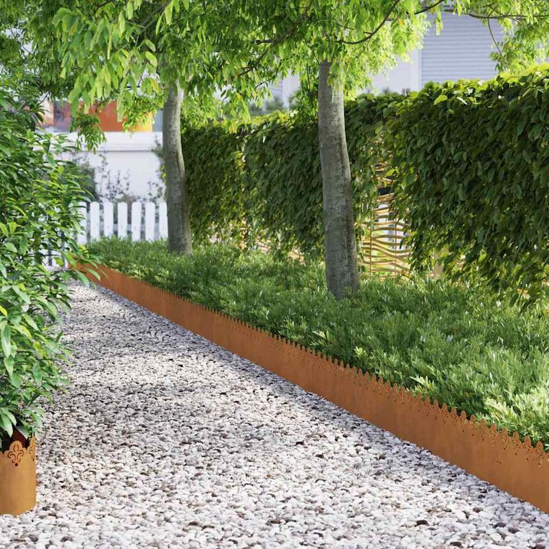 Casa si Gradina - Gradina si terasa - Garduri, panouri si accesorii - Borduri pentru gazon 10 pcs Ruginit 103 x 0,05 x 22 cm - Infinity.ro