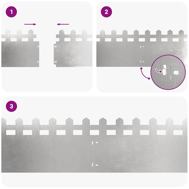 Casa si Gradina - Gradina si terasa - Garduri, panouri si accesorii - Borduri pentru gazon 30 pcs Argintiu 103 x 0,05 x 22 cm - Infinity.ro