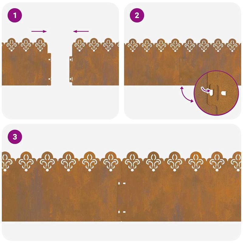 Casa si Gradina - Gradina si terasa - Garduri, panouri si accesorii - Borduri pentru gazon 10 pcs Ruginit 103 x 0,05 x 22 cm - Infinity.ro
