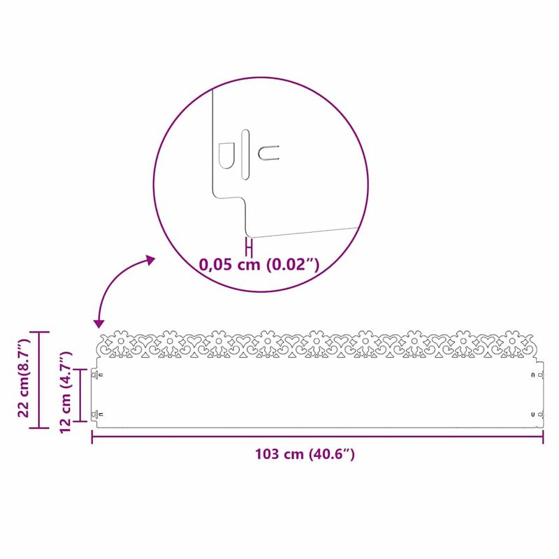 Casa si Gradina - Gradina si terasa - Garduri, panouri si accesorii - Borduri pentru gazon 20 pcs Negru 103 x 0,05 x 22 cm Otel - Infinity.ro
