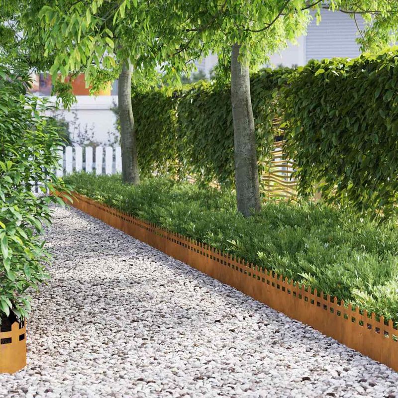 Casa si Gradina - Gradina si terasa - Garduri, panouri si accesorii - Borduri pentru gazon 10 pcs Ruginit 103 x 0,05 x 22 cm - Infinity.ro