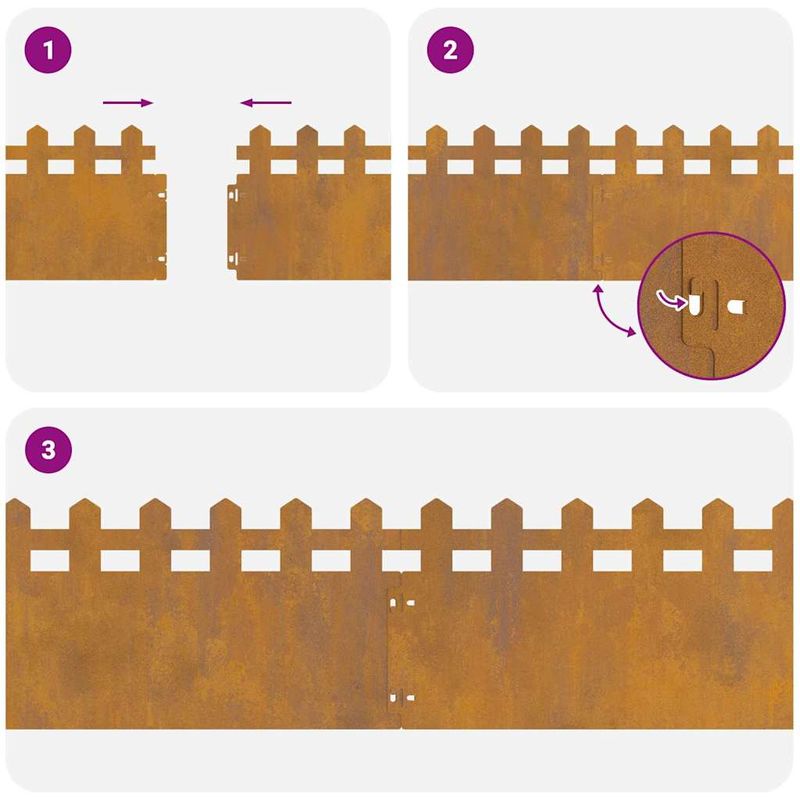 Casa si Gradina - Gradina si terasa - Garduri, panouri si accesorii - Borduri pentru gazon 10 pcs Ruginit 103 x 0,05 x 22 cm - Infinity.ro
