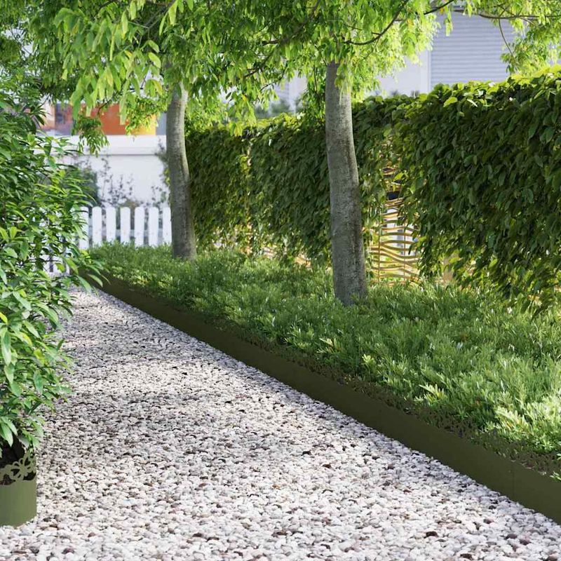 Casa si Gradina - Gradina si terasa - Garduri, panouri si accesorii - Borduri pentru gazon 20 pcs Verde masliniu 103 x 0,05 x 22 cm - Infinity.ro