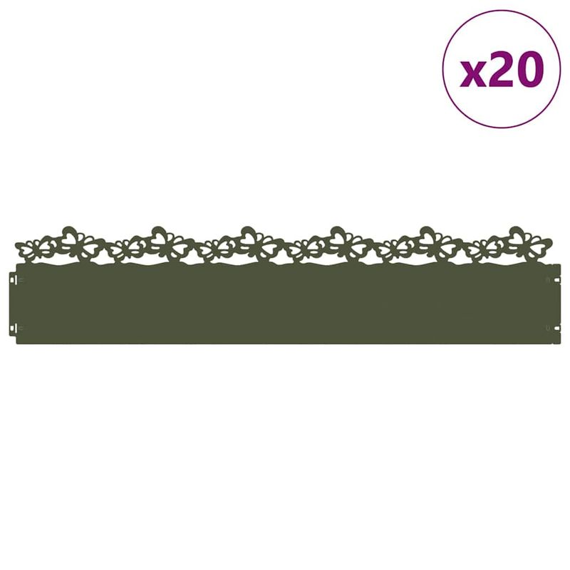 Casa si Gradina - Gradina si terasa - Garduri, panouri si accesorii - Borduri pentru gazon 20 pcs Verde masliniu 103 x 0,05 x 22 cm - Infinity.ro