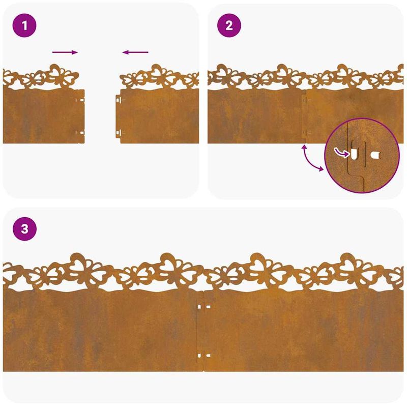 Casa si Gradina - Gradina si terasa - Garduri, panouri si accesorii - Borduri pentru gazon 20 pcs Ruginit 103 x 0,05 x 22 cm - Infinity.ro