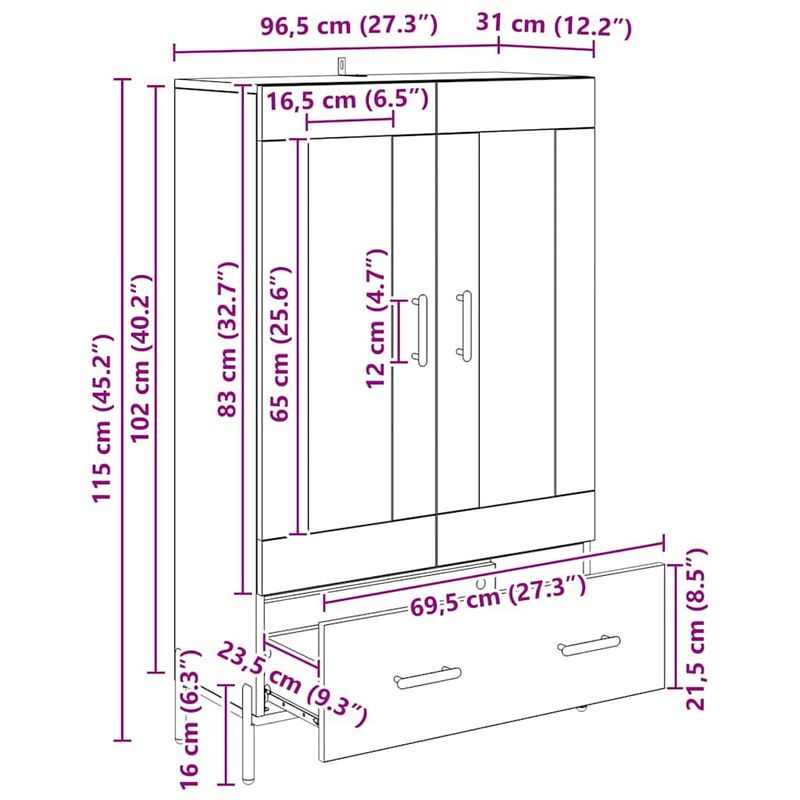 Casa si Gradina - Mobilier - Comode si corpuri - Corpuri bucatarie - Bufet Corona Lemn Vechi 69,5 x 31 x 115 cm Lemn compozit - Infinity.ro