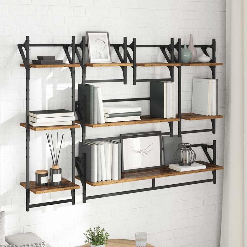Casa si Gradina - Mobilier - Biblioteci si rafturi - Rafturi - Set rafturi de perete cu raft 6 pcs Lemn Vechi 100 x 25 x 30 cm - Infinity.ro