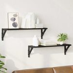 Casa si Gradina - Mobilier - Biblioteci si rafturi - Rafturi - Semele de perete cu raft 2 pcs Stejar Negru 60 x 15 x 15,5 cm - Infinity.ro