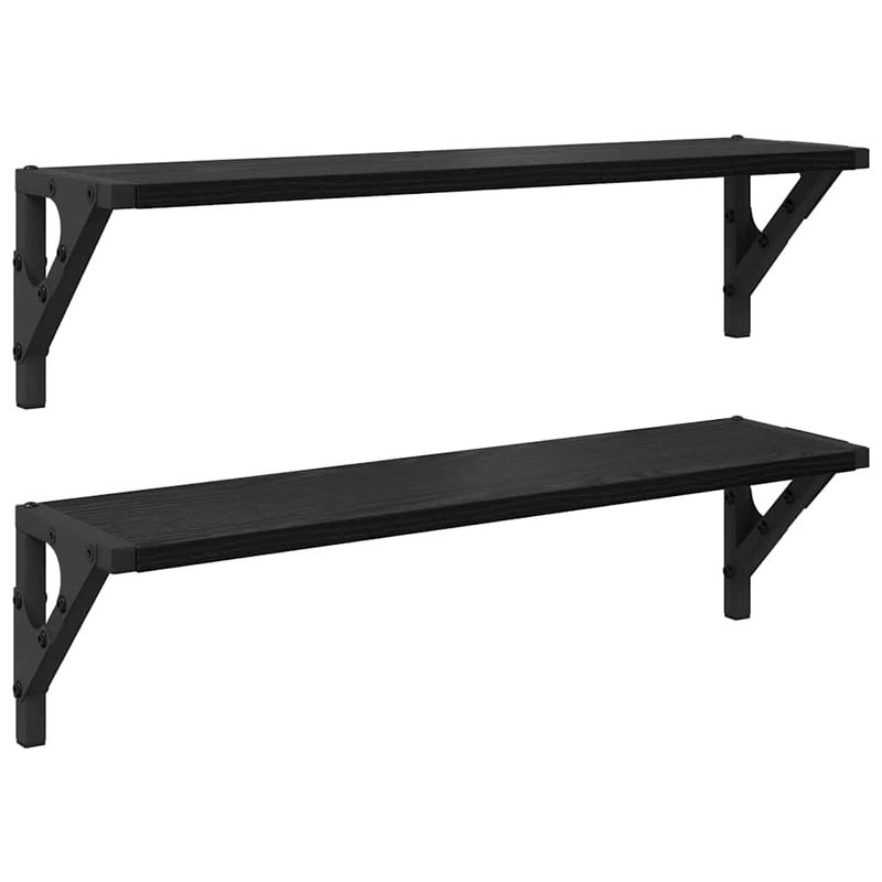 Casa si Gradina - Mobilier - Biblioteci si rafturi - Rafturi - Semele de perete cu raft 2 pcs Stejar Negru 60 x 15 x 15,5 cm - Infinity.ro