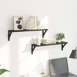 Casa si Gradina - Mobilier - Biblioteci si rafturi - Rafturi - Semele de perete cu raft 2 pcs Stejar Negru 60 x 15 x 15,5 cm - Infinity.ro